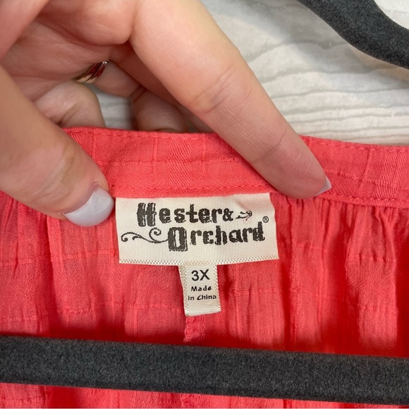 Hester & Orchard Coral V-Neck Blouse Size 3X - Picture 3 of 7